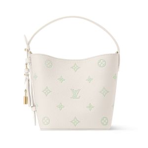 Louis Vuitton All in BB Bucket Bag in Iconic Monogram Empreinte Leather M27570 White/Green