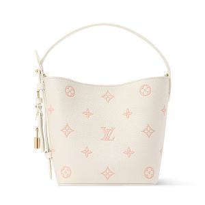 Louis Vuitton All in BB Bucket Bag in Iconic Monogram Empreinte Leather M28315 White/Pink