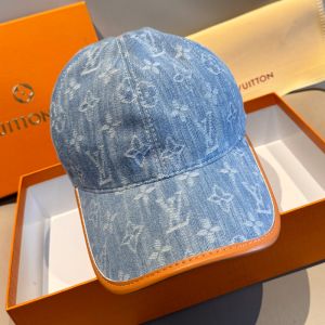 Louis Vuitton Baseball Cap in Monogram Washed Denim with Calfskin Trim Blue