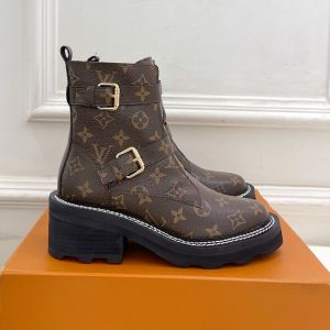 Louis Vuitton LV Beaubourg Ankle Boots Women Monogram Canvas Brown