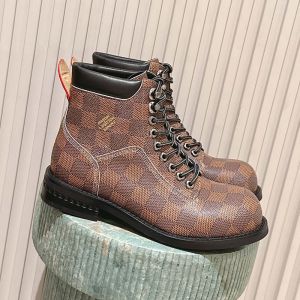 Louis Vuitton LV Bubble Ankle Boots Unisex Damier Canvas Brown