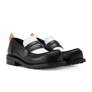 Louis Vuitton LV Bubble Loafers Unisex Plain Calf Leather 1AIJK0 Black/White