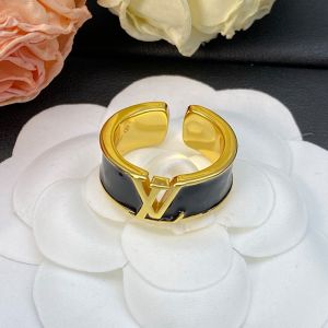 Louis Vuitton LV Initiales Open Ring in Metal with Leather Gold