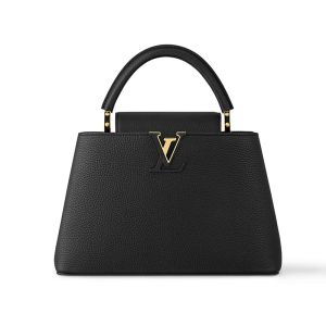 Louis Vuitton Capucines MM Handbag in Taurillon Leather M24727 Black