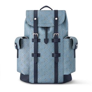 Louis Vuitton Christopher MM Backpack in Monogram Heritage Canvas M14676 Blue