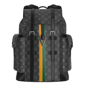 Louis Vuitton Christopher MM Backpack in Monogram Eclipse Canvas with Stripes