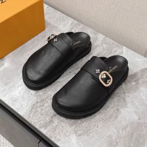 Louis Vuitton LV Cosy Flat Comfort Clogs Unisex Calf Leather Black