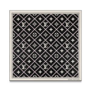 Louis Vuitton Croisillon Square 90 Scarf in Silk Black