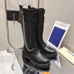 Louis Vuitton District Ranger High Boots Women Plain Calf Leather Black
