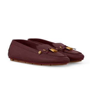 Louis Vuitton Flore Car Shoes Women Grained Calf Leather 1AICJM Burgundy