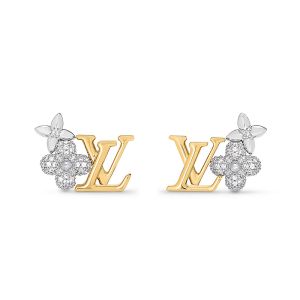 Louis Vuitton LV Gram Earrings In Metal with Crystals M01264 Gold/Silver