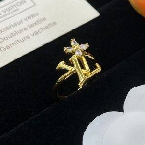 Louis Vuitton LV Iconic Flower Open Ring in Metal with Crystals Gold