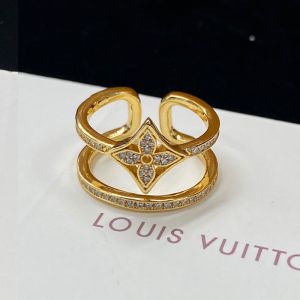 Louis Vuitton Idylle Blossom Two-Row Open Ring in Metal with Crystals Gold