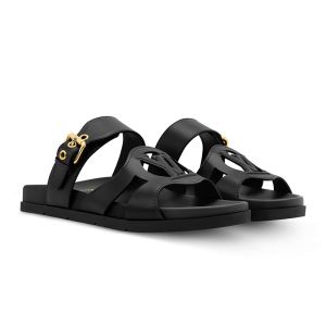 Louis Vuitton LV Isola Comfort Slides Women Plain Calf Leather 1AJOON Black