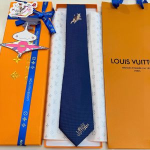 Louis Vuitton x Tyler the Creator Jumping Dog Tie in Silk Navy Blue