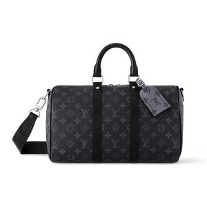 Louis Vuitton Keepall Bandouliere 35 Bag in Monogram Eclipse Canvas M46655 Black