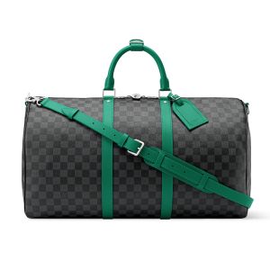 Louis Vuitton Keepall Bandouliere 50 Bag in Damier Graphite Canvas N40844 Black/Green