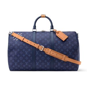 Louis Vuitton Keepall Bandouliere 50 Bag in Monogram Heritage Canvas M26864 Blue