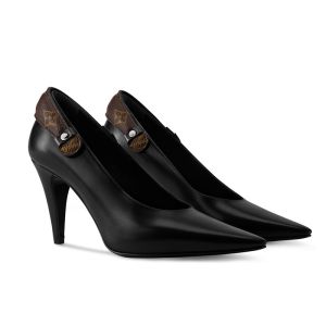 Louis Vuitton Legacy Pumps 85mm Women Plain Calf Leather and Monogram Canvas 1AIT63 Black