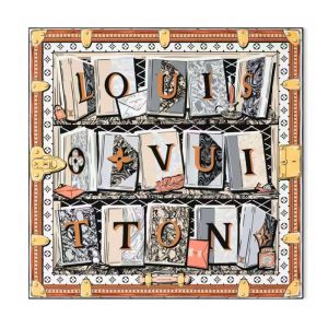 Louis Vuitton LV Library Square 90 Scarf in Silk Brown