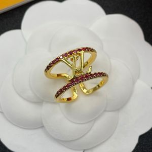 Louis Vuitton LV Iconic Two-Row Open Ring in Metal with Crystals Gold