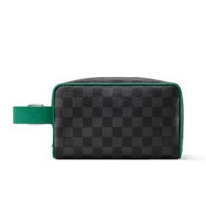Louis Vuitton Locker Dopp Kit in Damier Graphite Canvas N40852 Black/Green