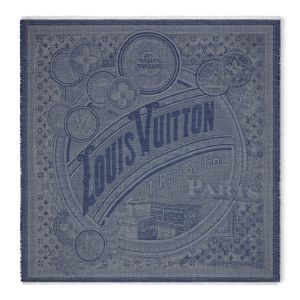 Louis Vuitton Malles Merveilleuses Shawl in Wool M94891 Navy Blue