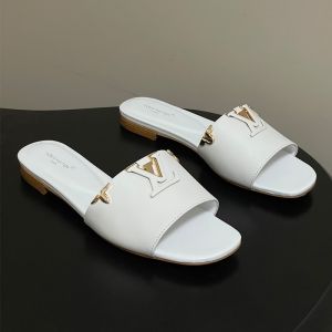 Louis Vuitton LV Mare Flat Slides Women Plain Calf Leather with Monogram Flower Motif White