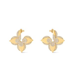 Louis Vuitton LV Medaillon Earrings in Metal with Crystals M01995 Gold