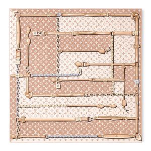 Louis Vuitton Monogram Confidential Square 90 Scarf in Silk M79594 Beige