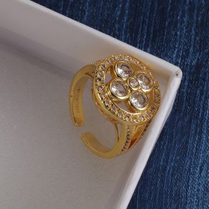 Louis Vuitton Monogram Forever Open Ring in Metal with Diamonds Gold