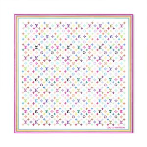 Louis Vuitton x TM Monogram Multicolor Square 90 Scarf in Silk M94967 White