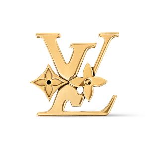Louis Vuitton Monogram Row Brooch in Metal M03776 Gold