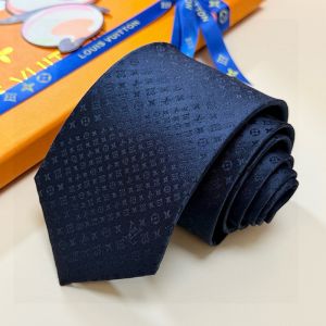 Louis Vuitton Monogram Jacquard Tie in Silk Navy Blue