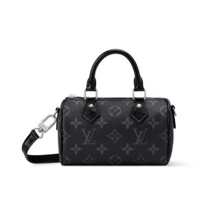 Louis Vuitton Speedy Nano Boston Bag in Monogram Eclipse Canvas M26573 Black