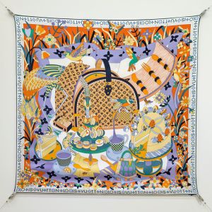 Louis Vuitton Picnic Square 90 Scarf in Silk M96354 Blue