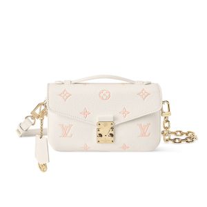 Louis Vuitton Pochette Metis East West Crossbody Bag in Iconic Monogram Empreinte Leather M27575 Beige/Pink