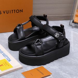Louis Vuitton Pool Pillow Platform Comfort Sandals Unisex Calf Leather Black