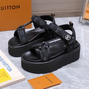 Louis Vuitton Pool Pillow Platform Comfort Sandals Unisex Monogram Denim Black