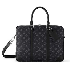 Louis Vuitton Porte-Documents Voyage PM Briefcase in Monogram Eclipse Canvas M46457 Black