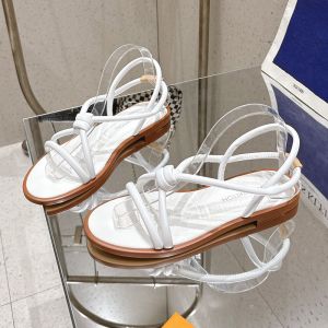 Louis Vuitton Rivage Flat Sandals Women Calfskin White