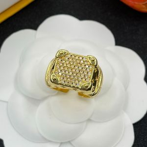 Louis Vuitton LV Rope Open Ring in Metal with Crystals Gold