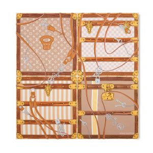 Louis Vuitton Strap and Trunk Square 90 Scarf in Silk M97959 Beige
