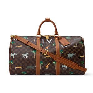 Louis Vuitton x The Darjeeling Keepall Bandouliere 50 Bag in Damier Ebene Heritage Canvas M28166 Brown