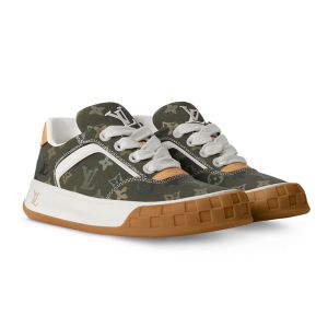 Louis Vuitton LV Tilted Sneakers Unisex Monogram Surplus Canvas 1AJAM7 Khaki Green