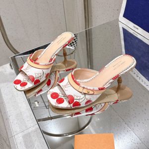 Louis Vuitton x TM 6AM Slides 55mm Women Monogram Canvas with Cherry Print White