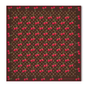 Louis Vuitton x TM Monogram Cerise Square 90 Scarf in Silk M96094 Brown