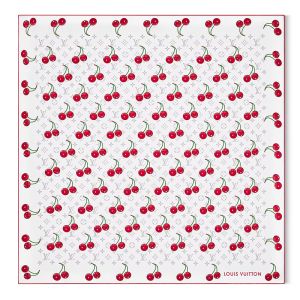 Louis Vuitton x TM Monogram Cerise Square 90 Scarf in Silk M94966 White