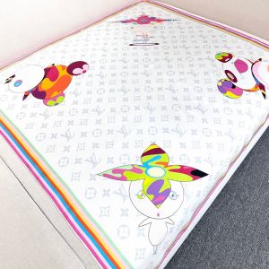 Louis Vuitton x TM Monogram Superflat Square 90 Scarf in Silk White