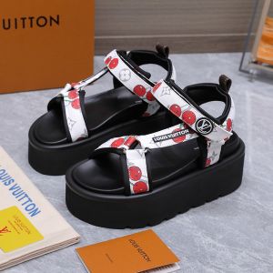 Louis Vuitton x TM Pool Pillow Platform Comfort Sandals Unisex Monogram Canvas with Cherry Print White/Red